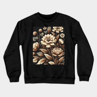 Beige Floral Illustration Crewneck Sweatshirt